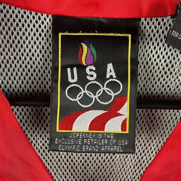 Vintage USA Olympics Jacket Mens Small Black Red Colorblock 90s JC Penney Vented - Picture 6 of 13